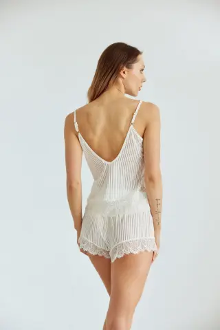 BEYAZ SÜTYEN TAKIM JARTİYER VE PİJAMA SETİ