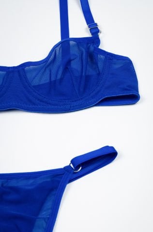 Sheer Lacivert Tül İç Çamaşırı Takım