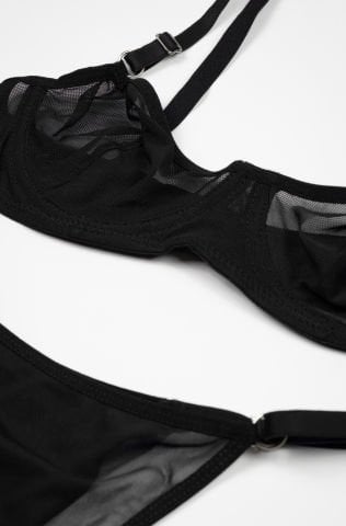 Sheer  Siyah Tül İç Çamaşırı Takım