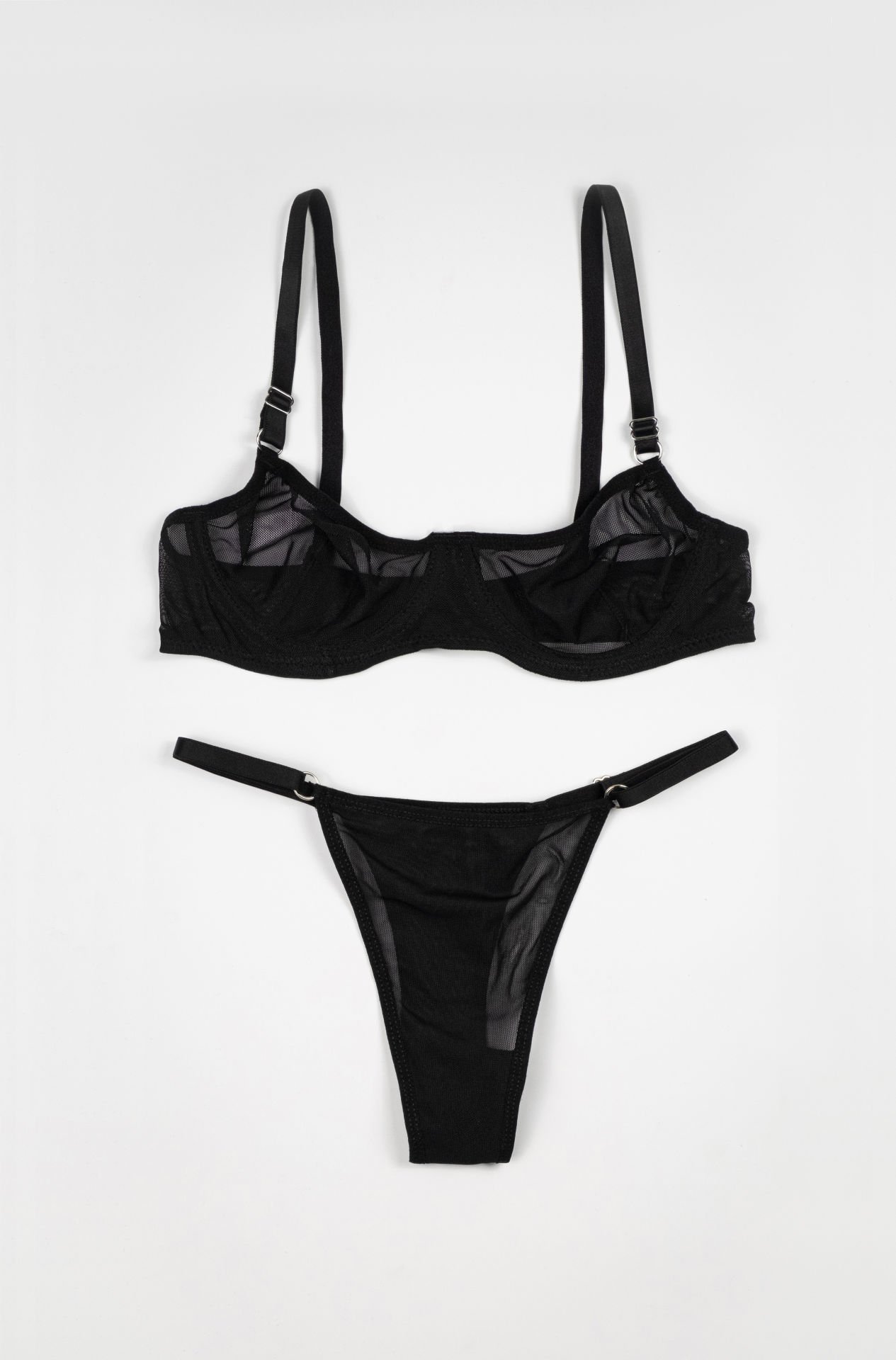 Sheer  Siyah Tül İç Çamaşırı Takım