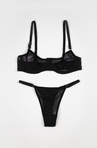 Sheer  Siyah Tül İç Çamaşırı Takım