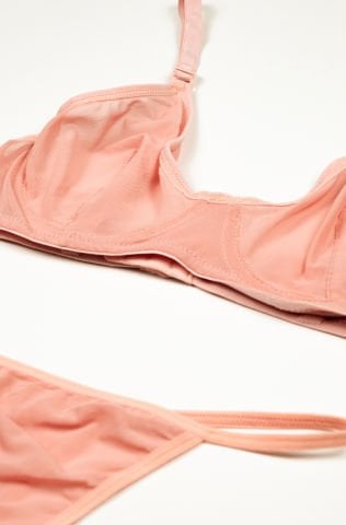 Pinny Pudra Pembe Tül İç Çamaşırı Takım
