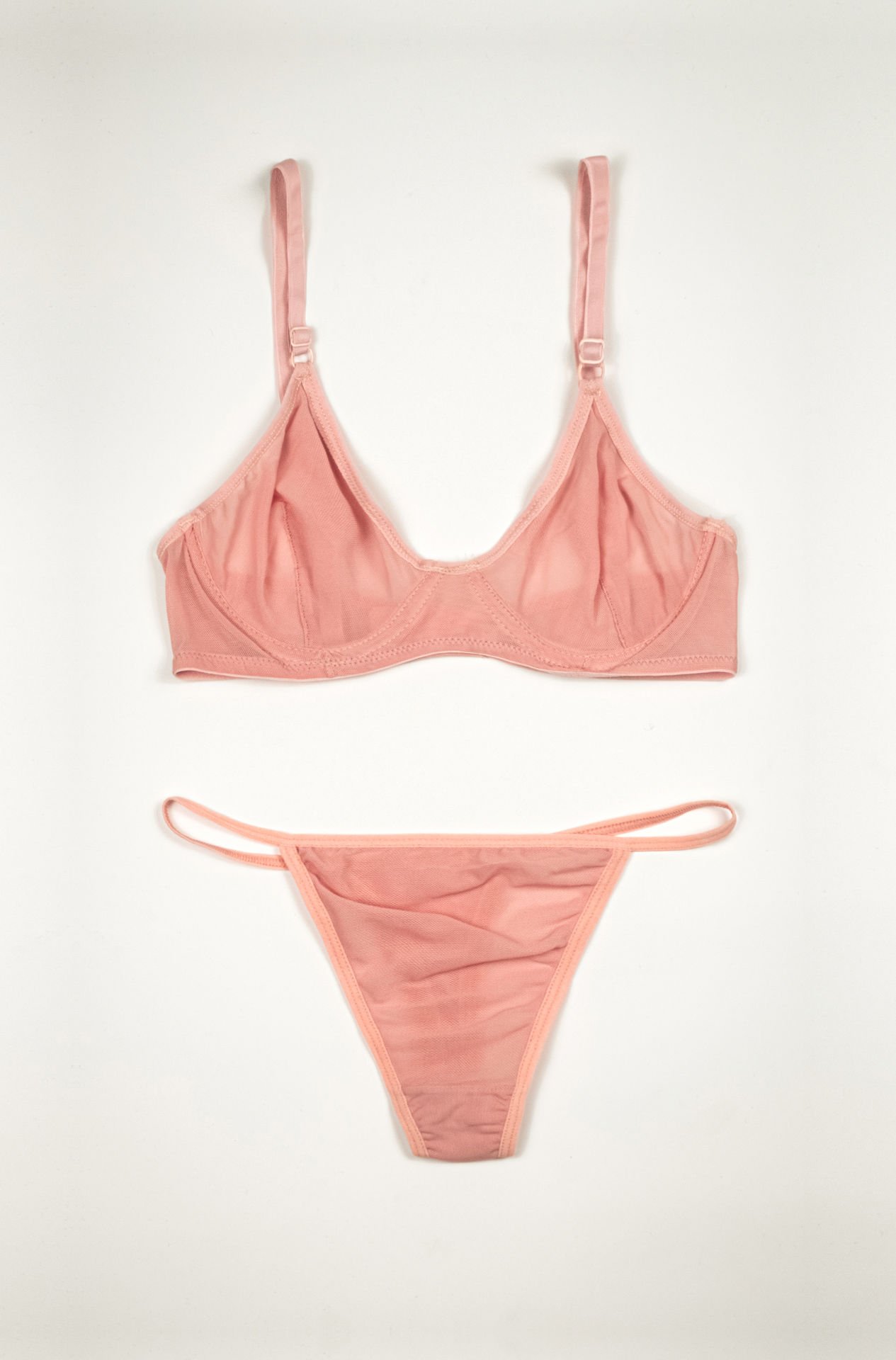 Pinny Pudra Pembe Tül İç Çamaşırı Takım