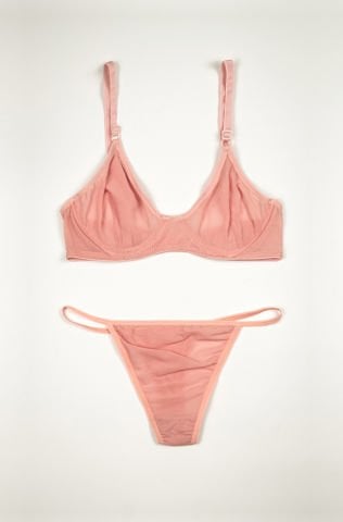 Pinny Pudra Pembe Tül İç Çamaşırı Takım