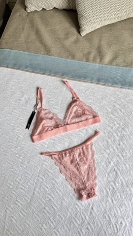 Dolly Somon Rengi Dantelli İç Çamaşırı Takım