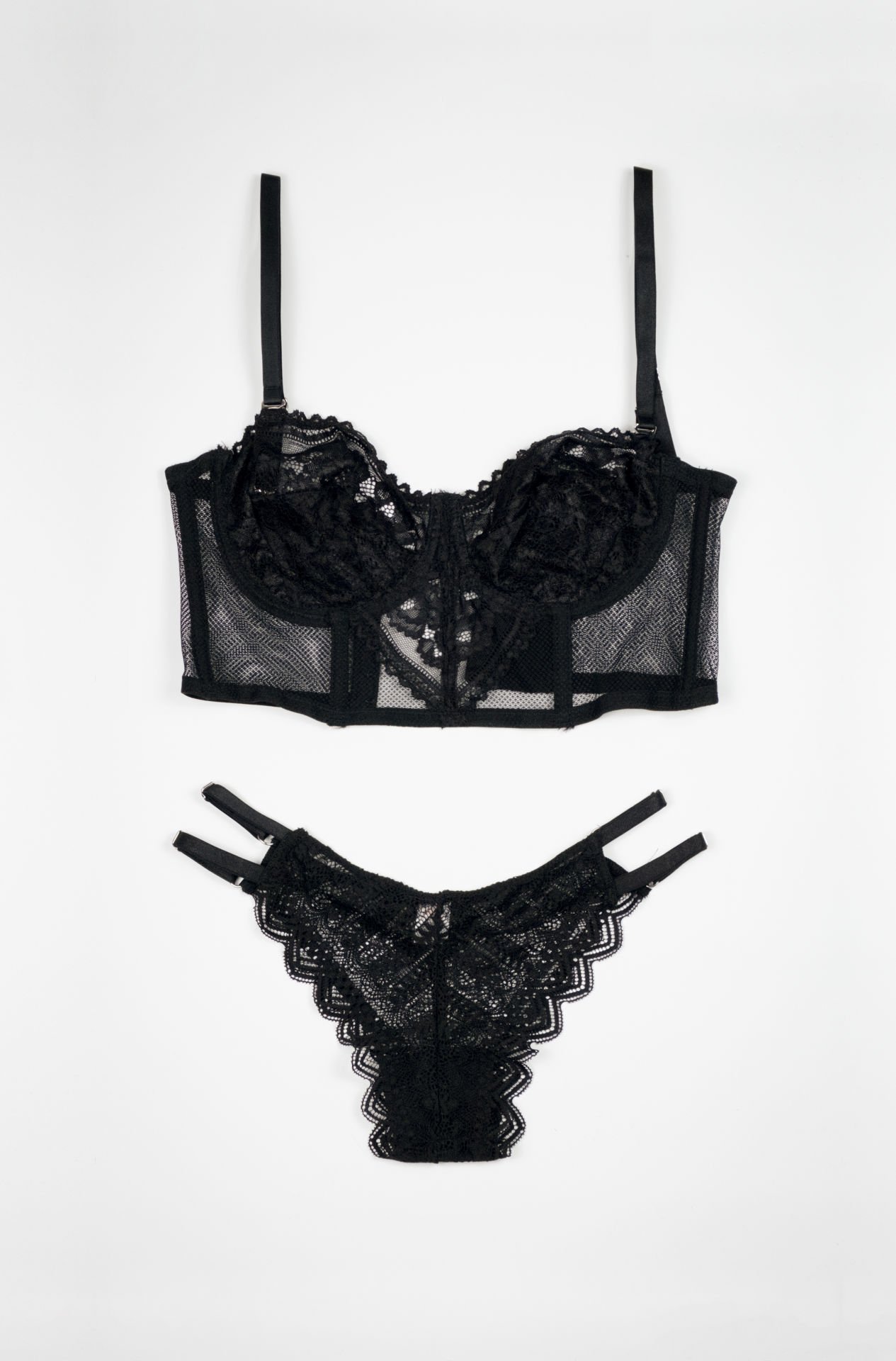 Meeri Siyah Süngersiz Korse Takım