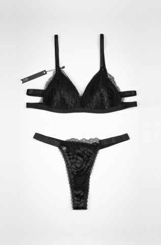 Azura Siyah Süngerli Dolgusuz İç Çamaşırı Takım