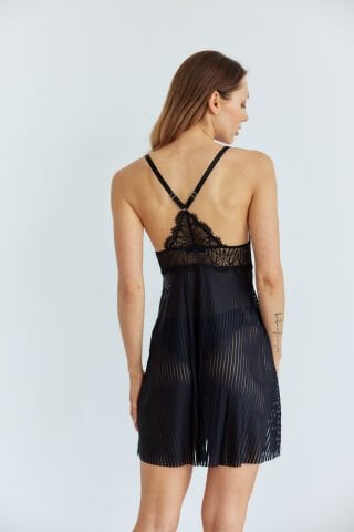 Lowri Siyah Dantelli Gecelik Elbise