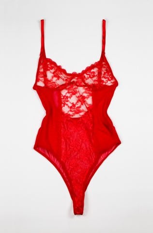 Carmine Kırmızı Dantelli Bodysuit