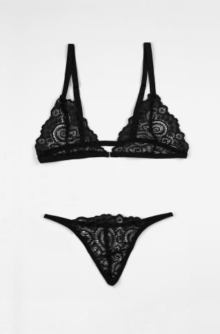 Dori Dantelli Siyah İç Çamaşırı Takım
