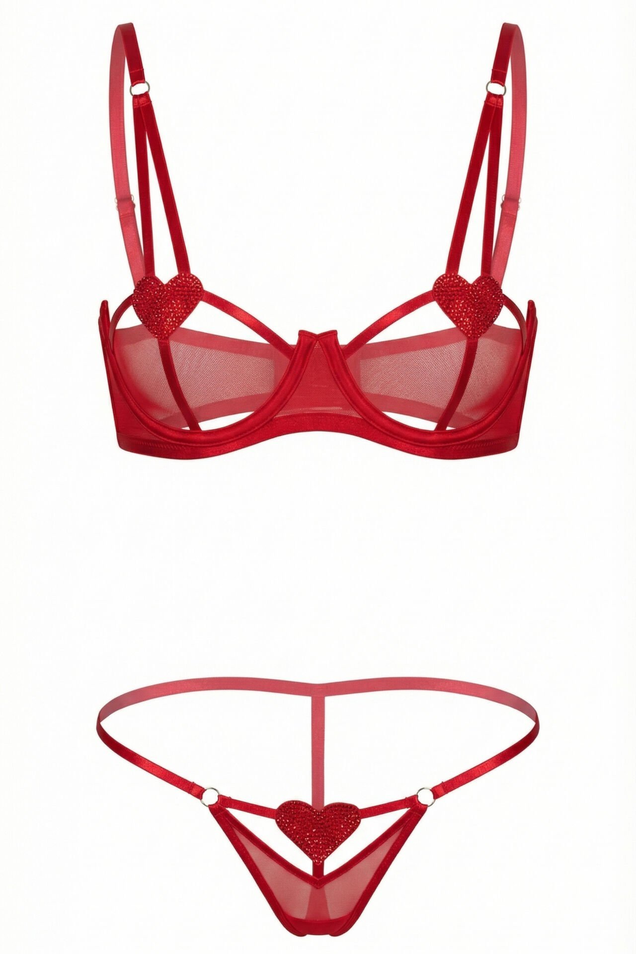 Cindy Kalp Detaylı Kırmızı Sütyen Takım