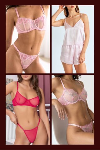 PEMBE İÇ GİYİM VE PİJAMA SETİ