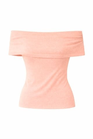 Düşük Yaka Kolsuz Yumuşak Pembe Basic Crop Kazak