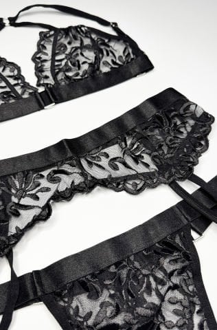 Vivienne Siyah Çapraz Askılı Jartiyer Takım