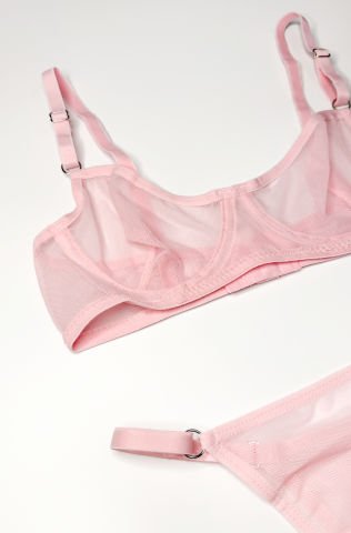 Sheer Pembe Tül İç Çamaşırı Takımı