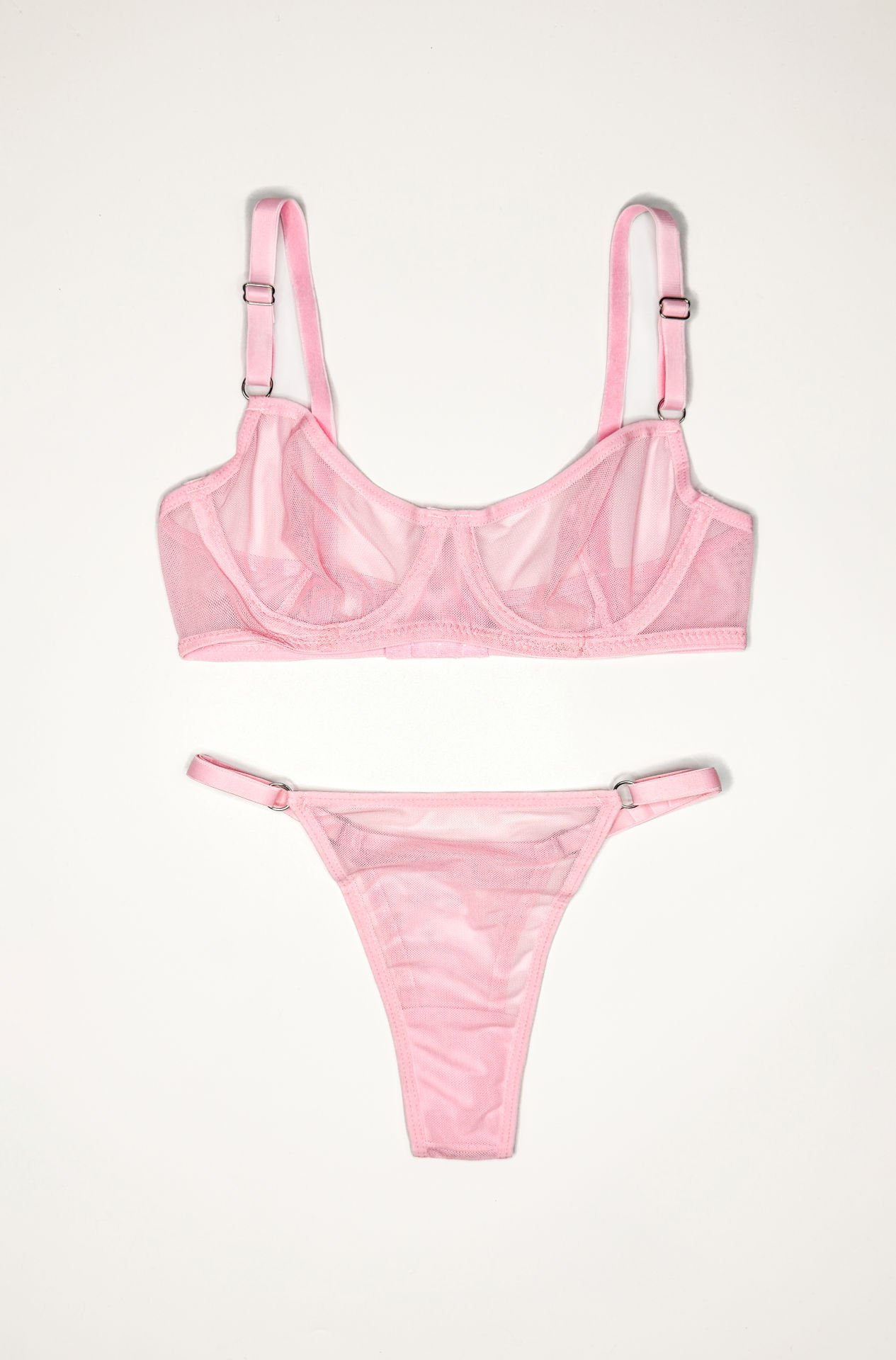 Sheer Pembe Tül İç Çamaşırı Takımı