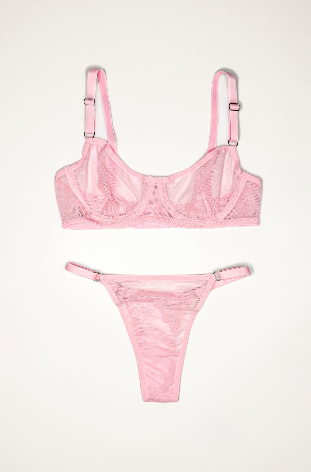 Sheer Pembe Tül İç Çamaşırı Takımı