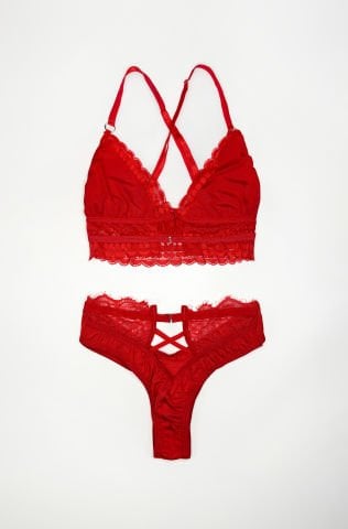 Merlot Kırmızı Büstiyer İç Çamaşır Takım