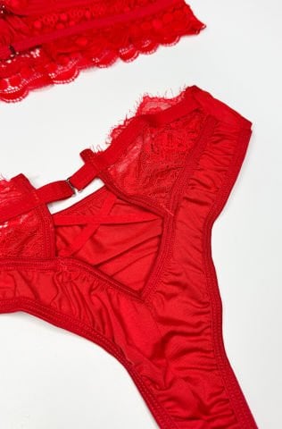 Merlot Kırmızı Büstiyer İç Çamaşır Takım