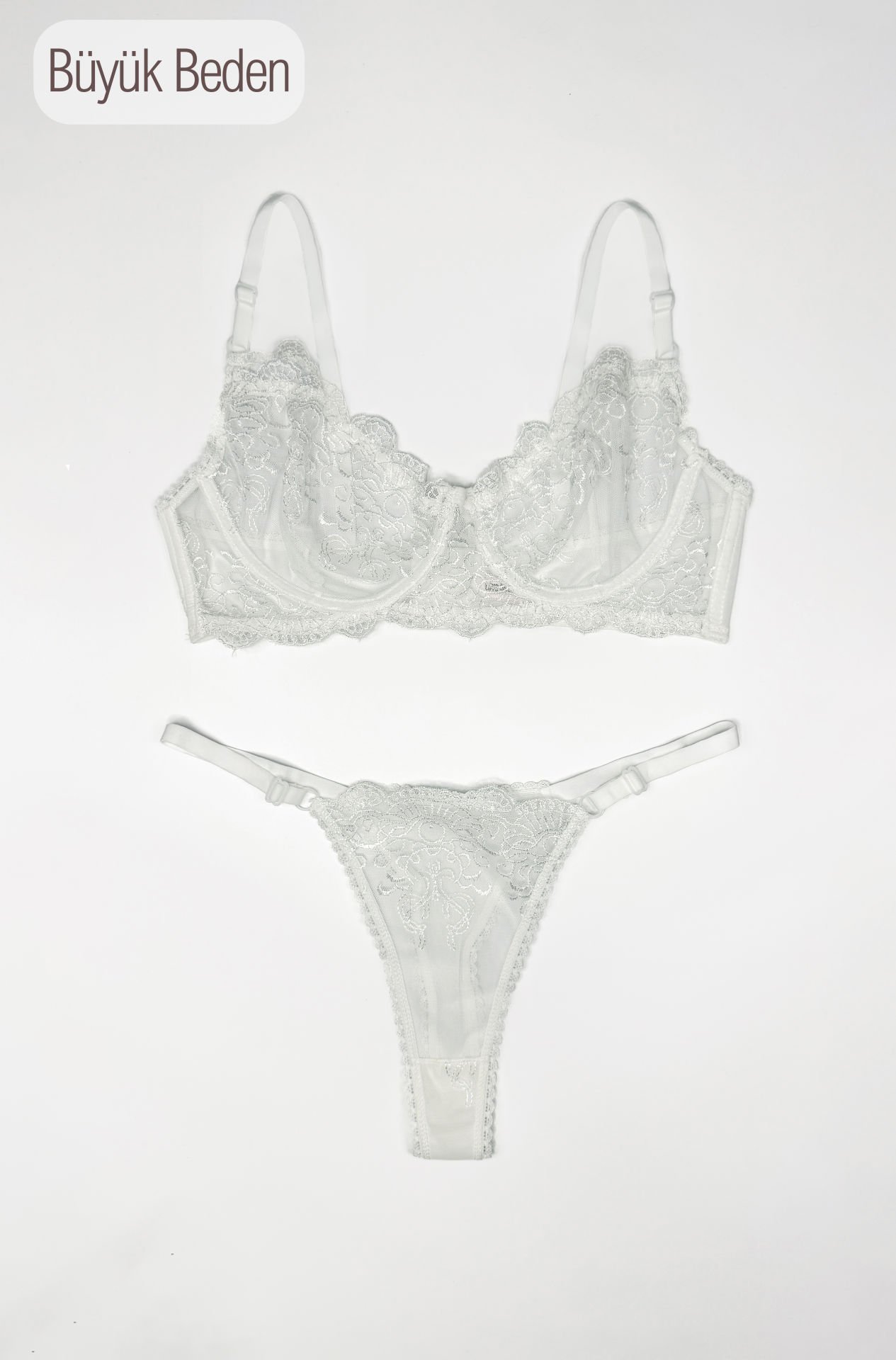 Angel Beyaz Dantelli Sütyen Takım
