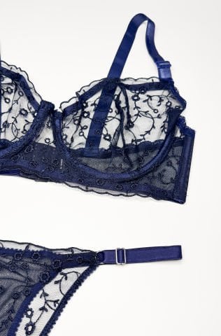 Blueberry Lacivert Dantelli Sütyen Takım