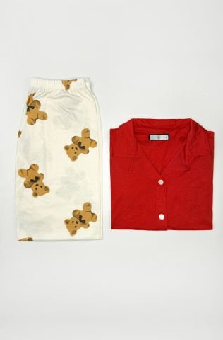 Lea Kırmızı Uzun Kollu Penye Pijama Takımı