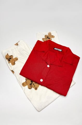 Lea Kırmızı Uzun Kollu Penye Pijama Takımı
