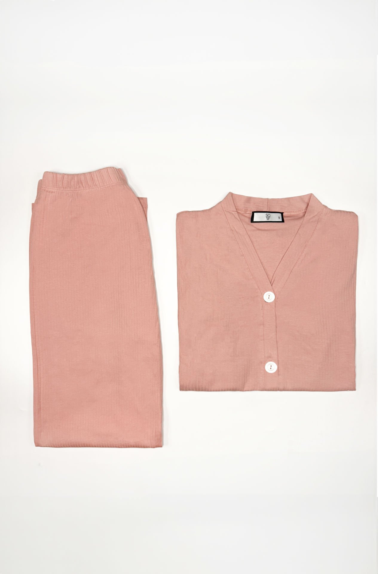 Fleur Pudra Pembe Penye Pijama Takımı