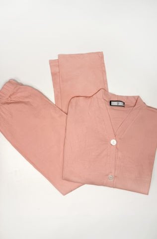 Fleur Pudra Pembe Penye Pijama Takımı