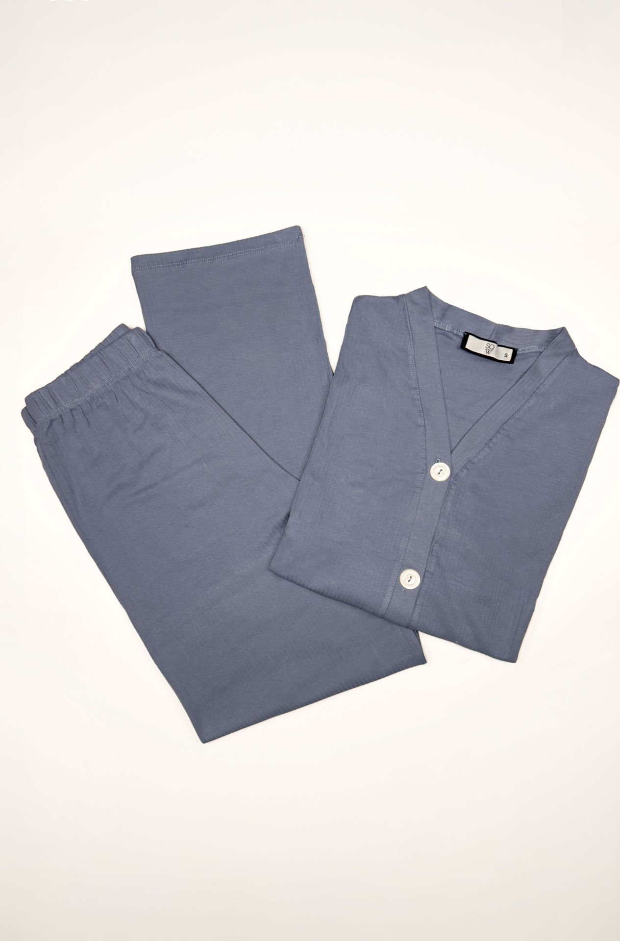 Fleur Mavi Penye Pijama Takımı