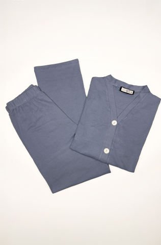 Fleur Mavi Penye Pijama Takımı