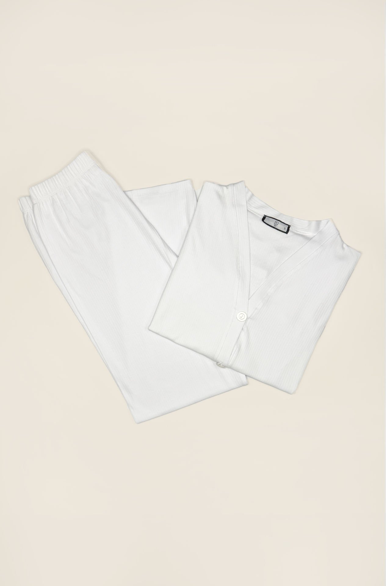 Fleur Beyaz Penye Pijama Takımı