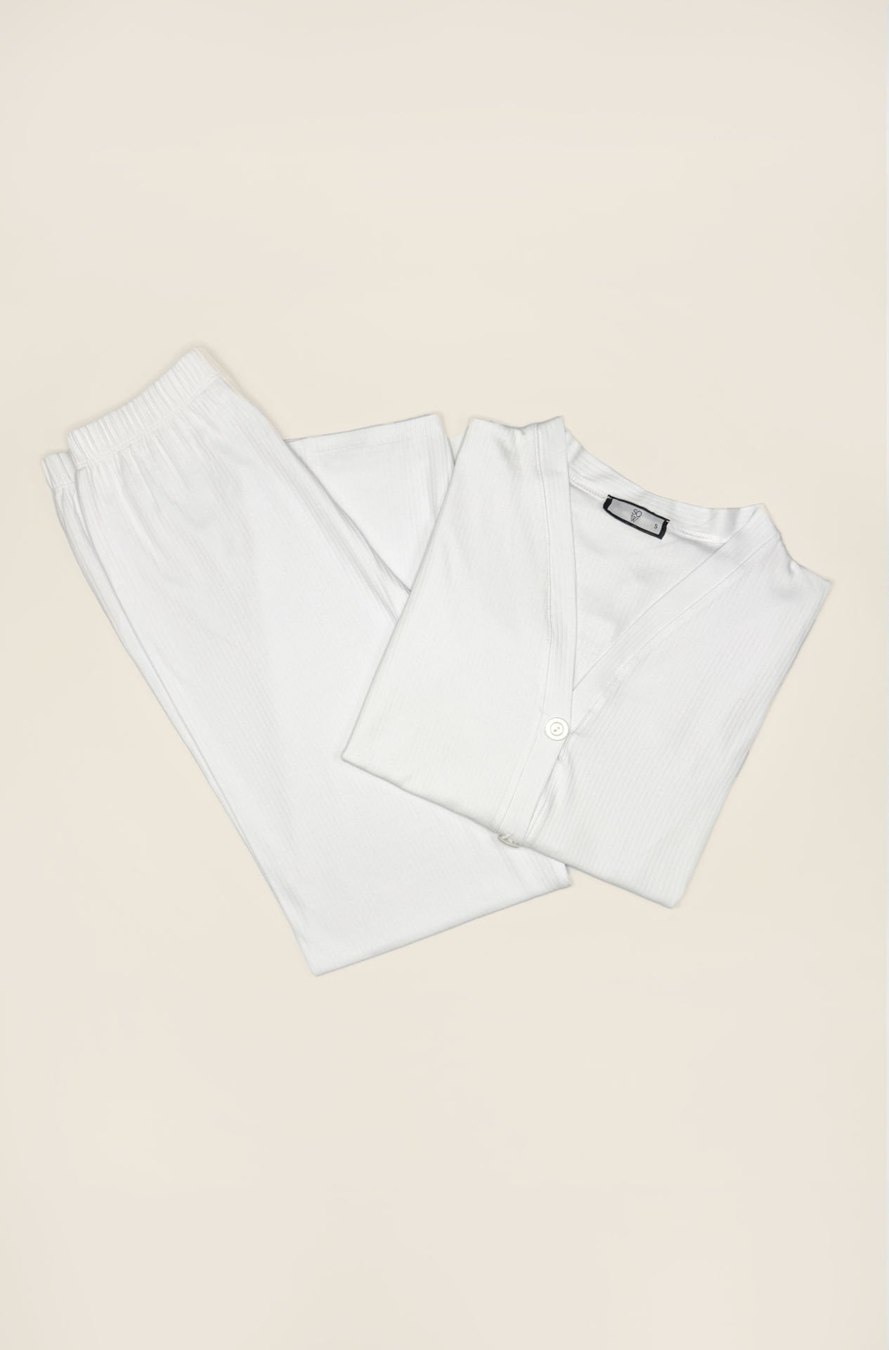 Fleur Beyaz Penye Pijama Takımı