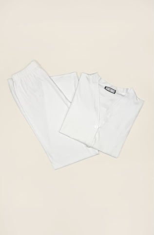 Fleur Beyaz Penye Pijama Takımı