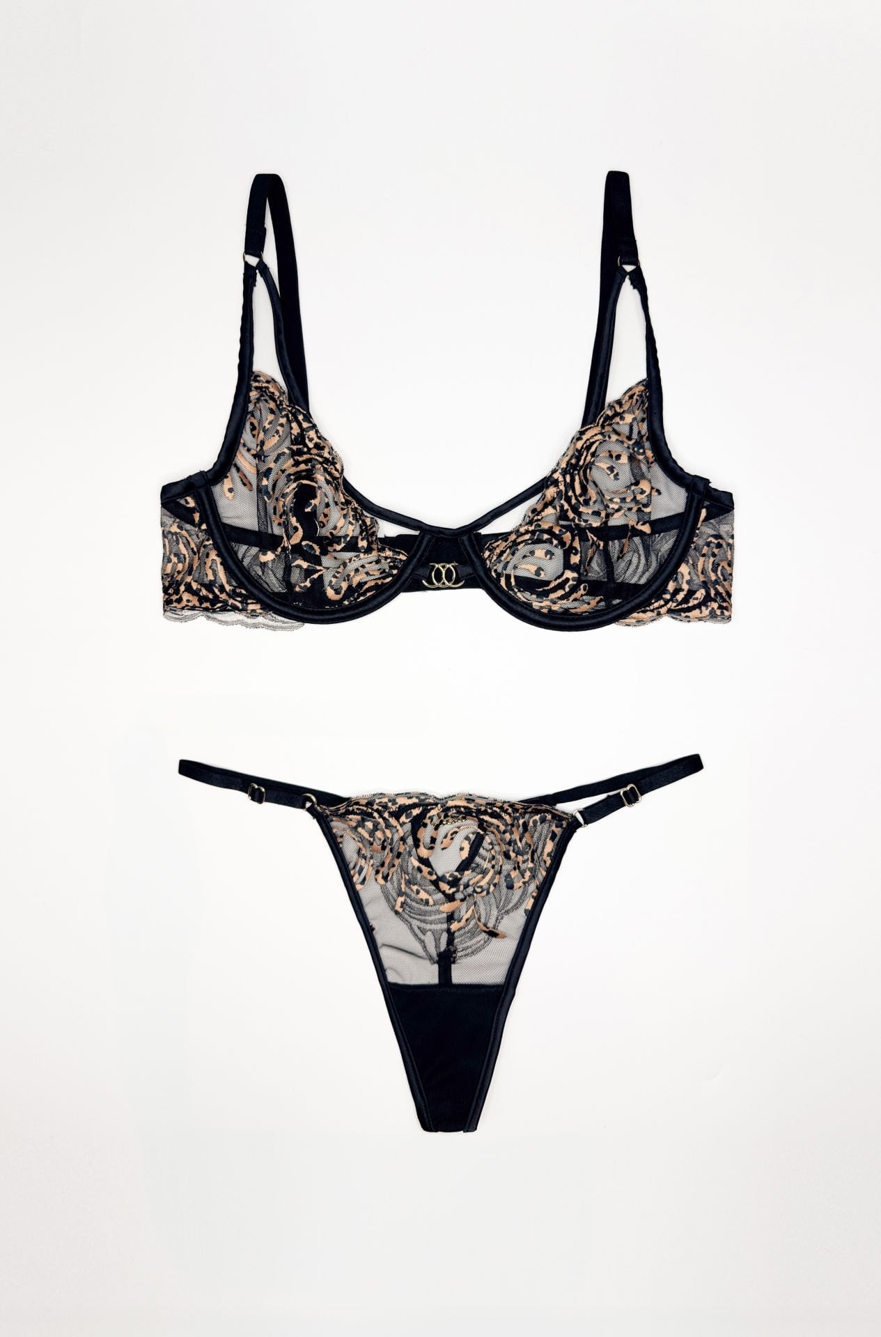 Samantha Siyah Leoparlı İç Çamaşır Takım
