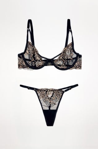 Samantha Siyah Leoparlı İç Çamaşır Takım