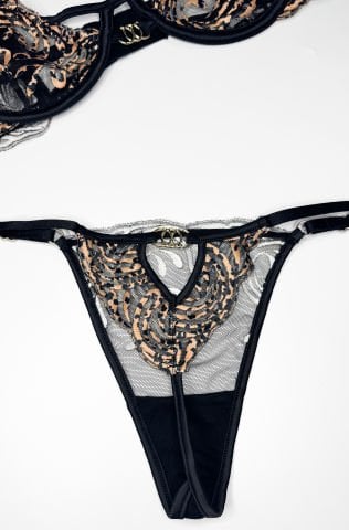 Samantha Siyah Leoparlı İç Çamaşır Takım