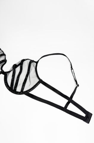 Loren Siyah Taşlı İç Çamaşırı Takım