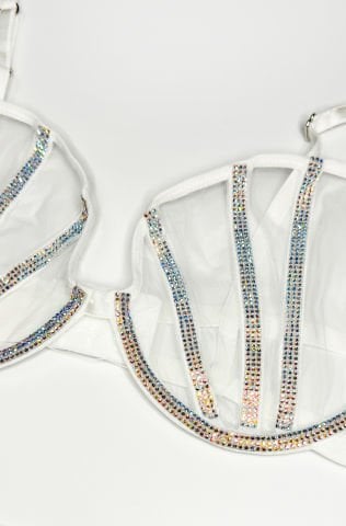 Loren Beyaz Gün Işığı Taşlı İç Çamaşır Takım