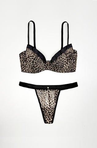 Liana Leopar Süngerli İç Çamaşır Takım