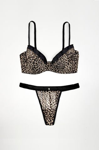 Liana Leopar Süngerli İç Çamaşır Takım