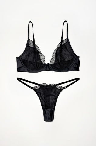 Paulina Siyah Tül İç Çamaşır Takım