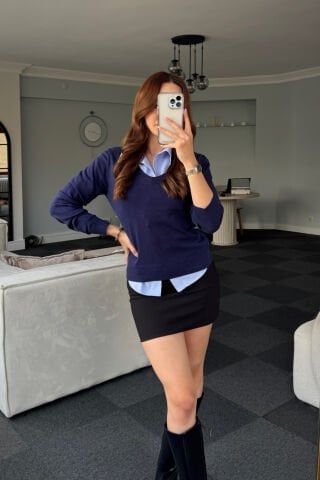 V Yaka Lacivert Basic Kazak