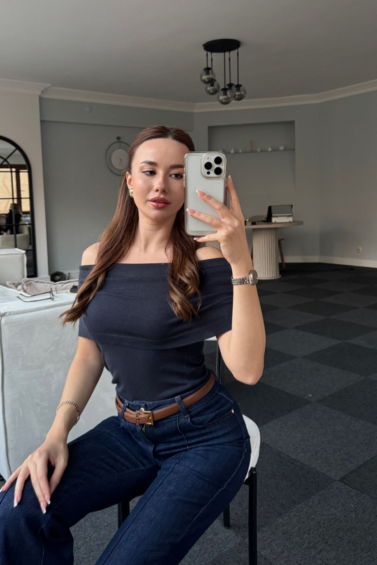 Düşük Yaka Antrasit Basic Crop