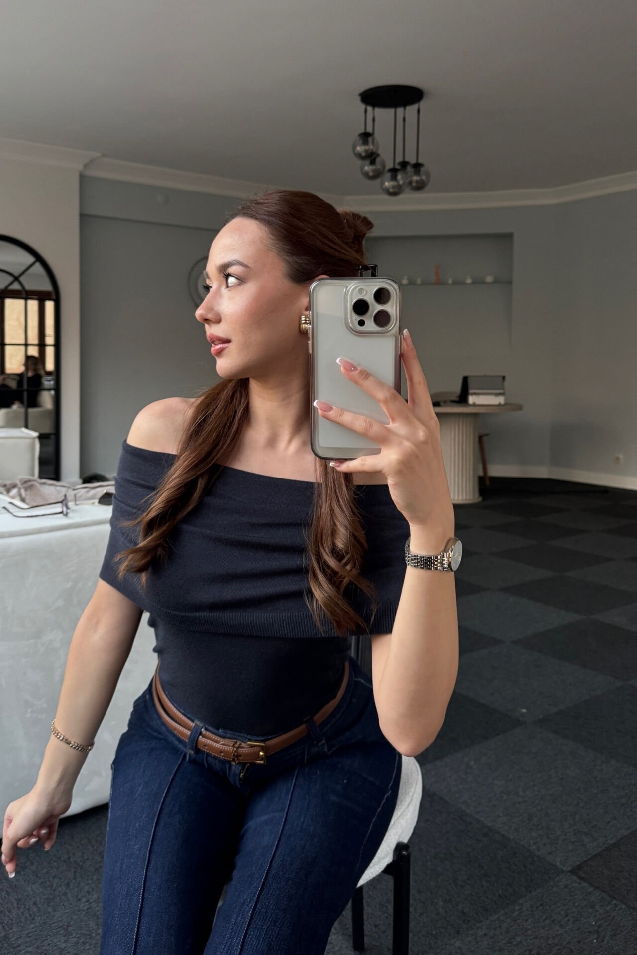 Düşük Yaka Antrasit Basic Crop