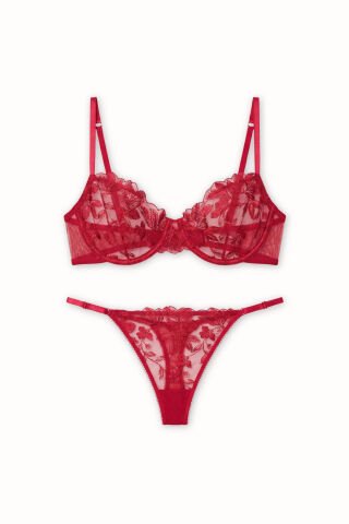 Sophia Kırmızı Dantelli İç Çamaşır Takım